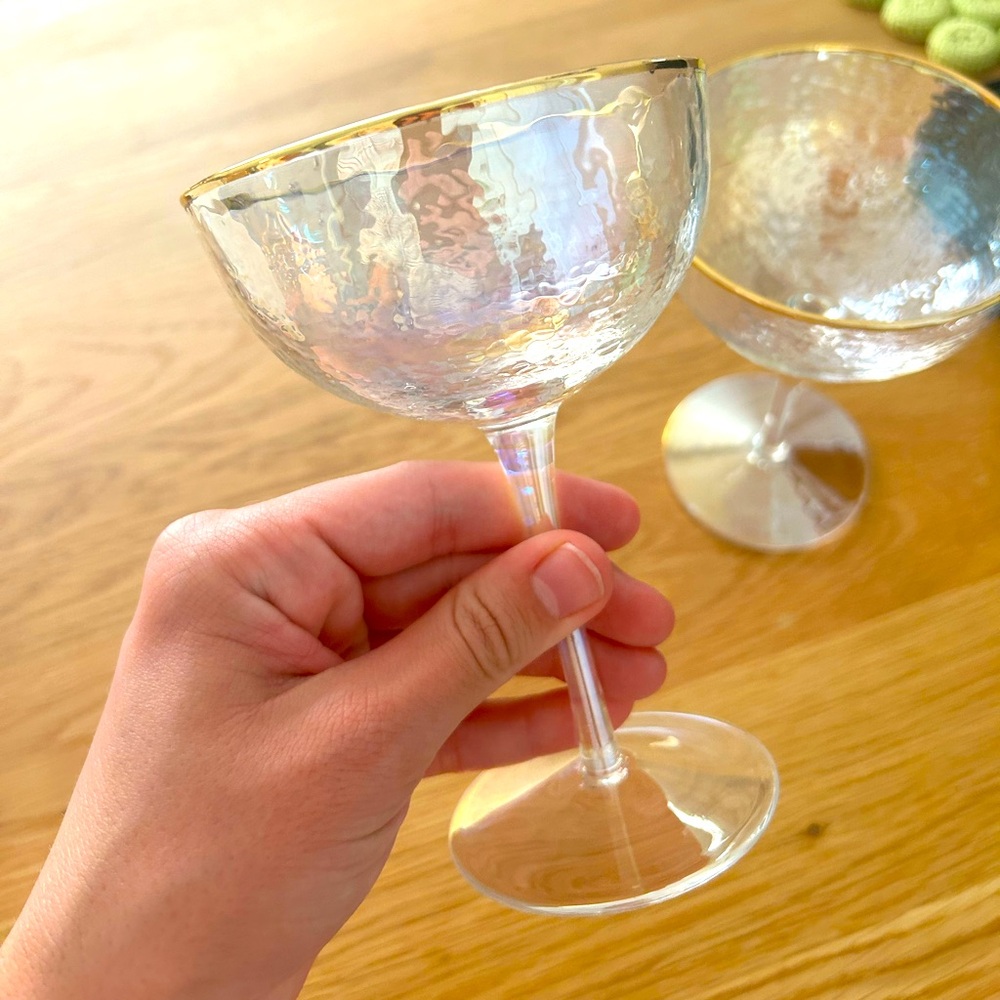 Gorgeous set of Anthropologie sea glass coupes (2 coupes)